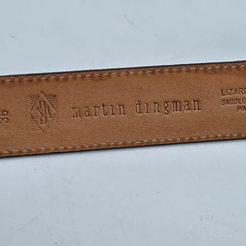 Martin Dingman Belt Mens 36 Brown Genuine‎ Lizard Exotic Classic Luxury Designer